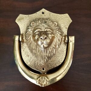 Large Vintage 6.25" Solid Brass Lion's Head Door Knocker